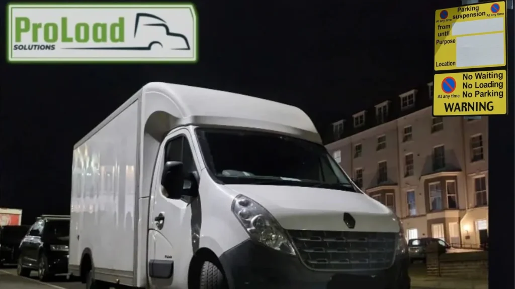 Removal van parking permit Essex – white removal van parked on a UK residential street